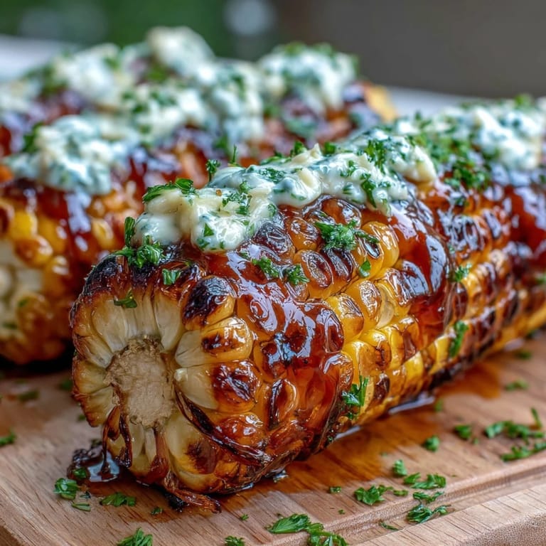 Sweet corn wrapped in foil, grilled with herb butter, and topped with Parmesan for a savory, smoky side dish.