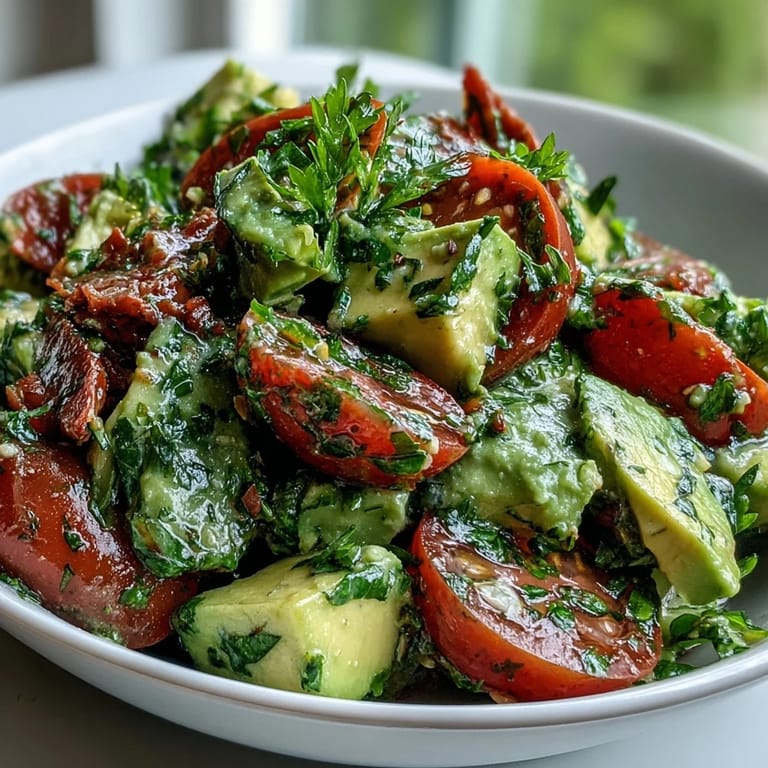 Bright cucumber tomato avocado salad with tangy lemon dressing, crisp vegetables and creamy avocado in every bite.