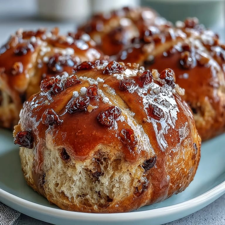 Warm, golden hot cross buns with a fragrant orange glaze, perfect for a cozy spring brunch.