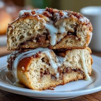 Protein-packed cinnamon swirl bagels topped with a creamy vanilla Greek yogurt glaze, perfect for a healthy breakfast.  