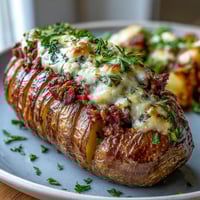 Shepherds Pie Stuffed Baked Potatoes with hearty beef and vegetable filling, topped with creamy mashed potatoes.  
