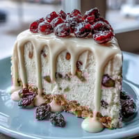 Vibrant lemon blueberry cake with fresh blueberries and zesty lemon layers, topped with creamy lemon frosting and edible flowers.