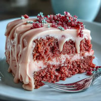 Bridal Shower Rosé Velvet Cake with Gold Drip topped with shimmering edible gold paint and delicate pink frosting swirls.
